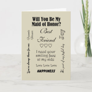Invitation Meilleur friend Will You Be My Maid of Honor ? Bei