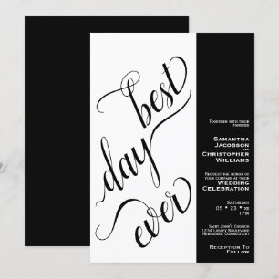 Invitation Meilleur Jour Toujours Moderne 2 Volets Noir & Bla