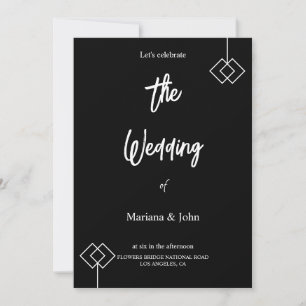 Invitation Meilleur mariage blanc et noir simple