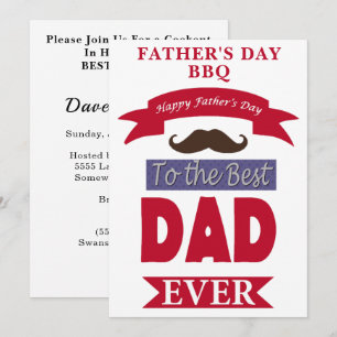 Invitation Meilleur papa jamais Fête des pères Mustache BBQ P