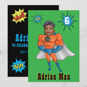 Invitation Meilleur Superhero Awesome Comic Birthday Kid's