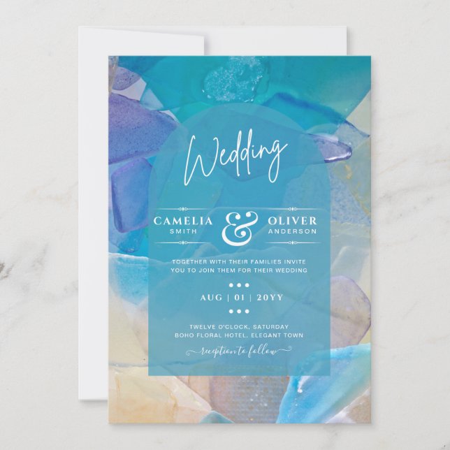Invitation Meilleur Verre de mer Turquoise Blue Ocean Beach M (Devant)