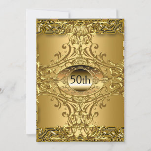 Invitation Meilleure fête d'anniversaire de 50 ans en or