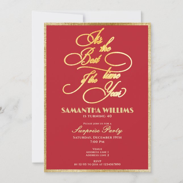 Invitation Meilleure heure de l'année Rouge Élégant N'importe (Devant)