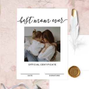 Invitation Meilleure maman Jamais Certificat officiel Fête de