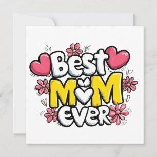 Invitation Meilleure maman jamais - Kawaii Doodle Style avec 