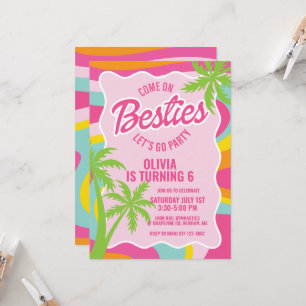 Invitation Meilleures amies rose malibu tourbillon plage anni