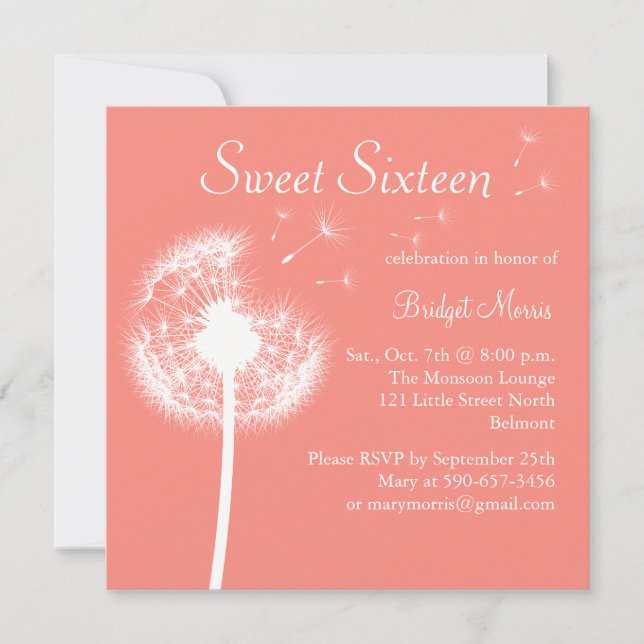 Invitation Meilleurs voeux ! dans Coral Sweet sixteen Invitat (Devant)