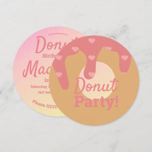 Invitation Mélange de paillettes rond Donut Cœur Rose Ombre 3