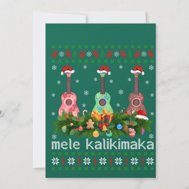Invitation Mele Kalikimaka Ukulele Guitar Gift Ugly Ukulele (Devant)