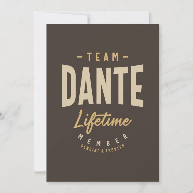 Invitation Membre à vie de l'équipe Dante Nom personnalisé (Devant)