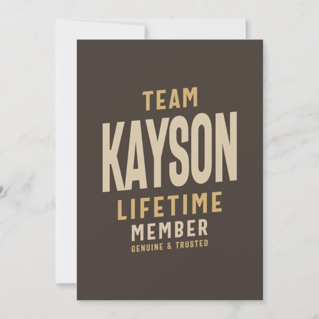 Invitation Membre à vie de l'équipe Kayson Nom personnalisé  (Devant)