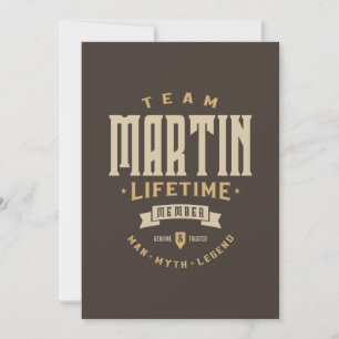 Invitation Membre à vie de l'équipe Martin Nom personnalisé