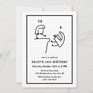Invitation Mème drôle Humour Simple Noir Blanc 10e Anniversai