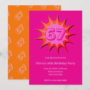 Invitation Mème personnalisé rose 67 