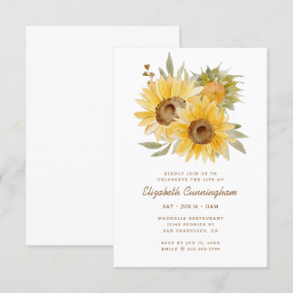 Invitation Mémorial Aquarelle Fleurs de soleil Folithe Botani