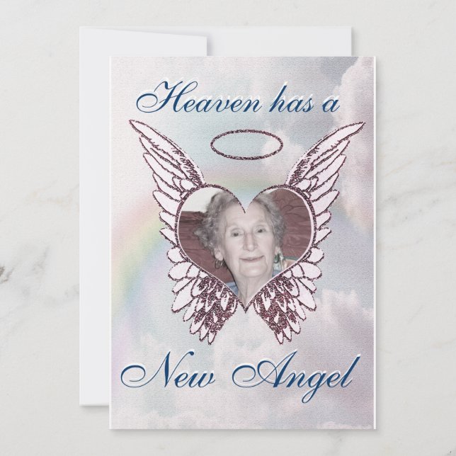 Invitation Mémorial avec les ailes et le coeur d'ange (Dos)
