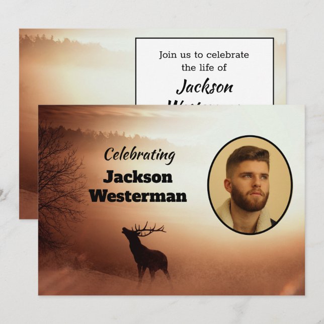 Invitation Mémorial Bull Elk Silhouette (Devant / Derrière)