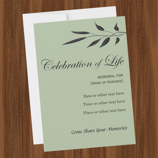 Invitation Memorial Celebration of Life Elegant Tree Invitati (Créateur téléchargé)