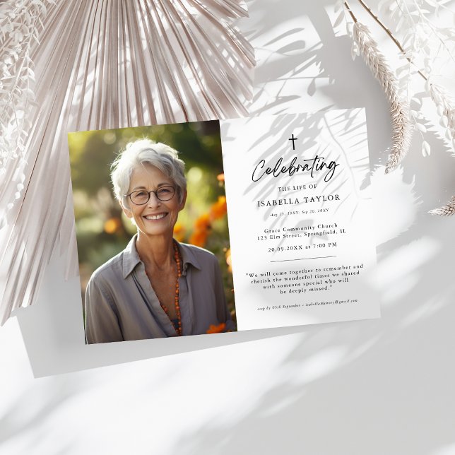 Invitation Mémorial chrétien Croix funéraire Photo (Créateur téléchargé)