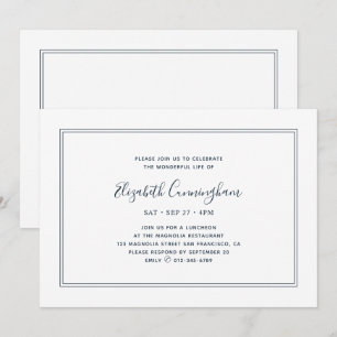 Invitation Memorial Classic Simple Chic Elegant Frame