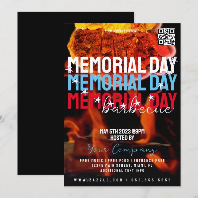 Invitation Memorial Day Barbecue Event Company Party Flyer (Devant / Derrière)
