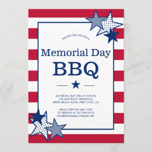 Invitation Memorial Day Bold Stars and Stripes Patriotic BBQ