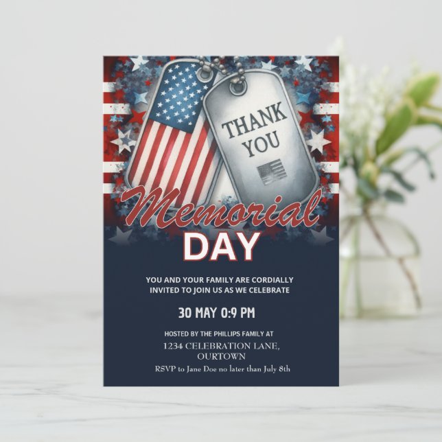 Invitation Memorial Day Juillet Patriotique (Debout devant)