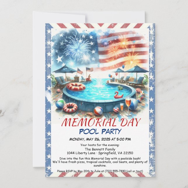 Invitation Memorial Day Pool Party | Summer Bash (Devant)