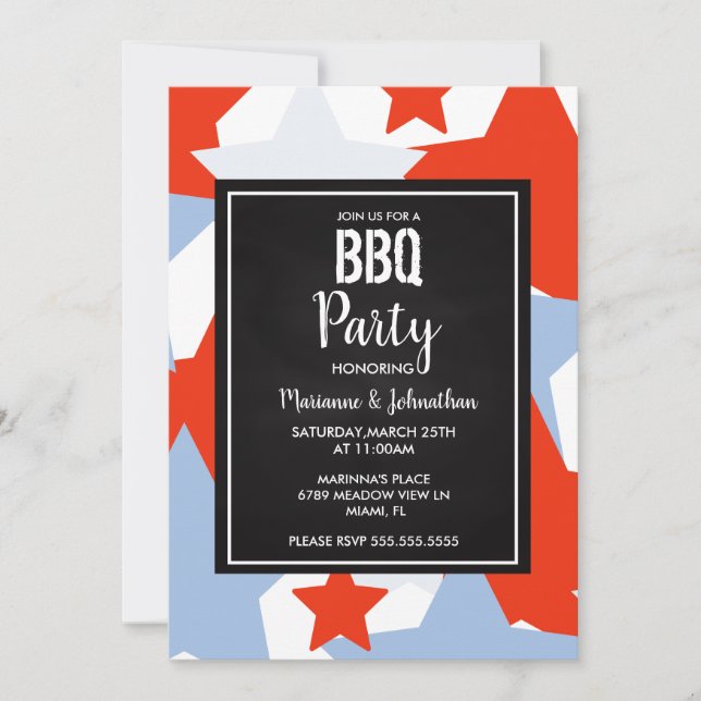 Invitation Memorial Day Stars Cook Out Party Grill (Devant)