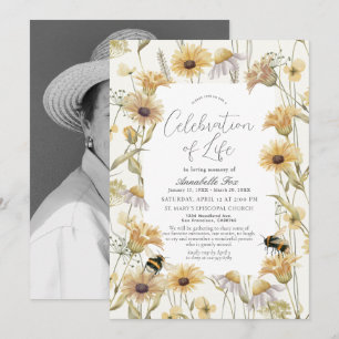 Invitation Mémorial funéraire Chamomile & Daisy