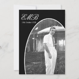 Invitation Mémorial funéraire simple noir blanc photo