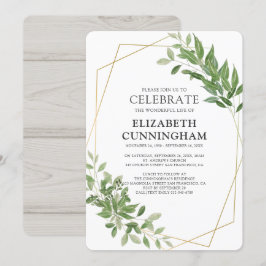 Invitation Mémorial géométrique de feuillage d'aquarelle de