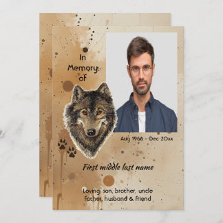 Invitation Memorial Keepsake Wolf Wolves Animal