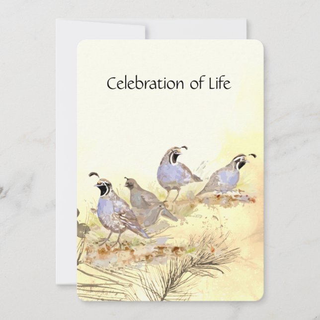 Invitation Memorial Service California Quail Bird Group (Devant)