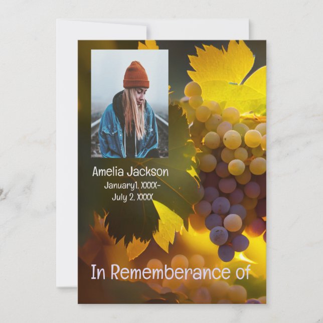 Invitation Mémorial Service Grappes vignoble Pays des vins (Devant)