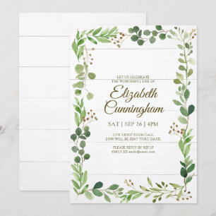 Invitation Mémorial virtuel du Foliage de verdure d'aquarelle