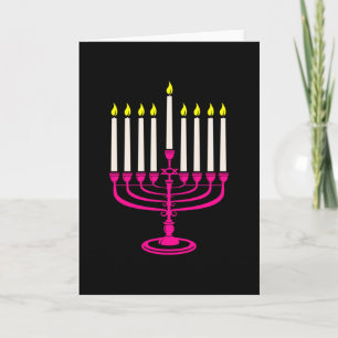 Invitation ménorah rose chaud hanukkah pourim