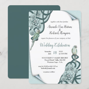 Invitation Menthe bleu pin Vert Succulents