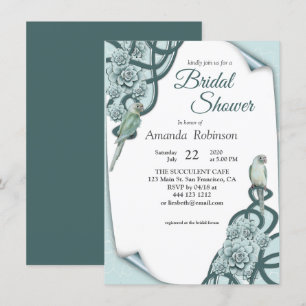 Invitation Menthe bleu pin Vert Succulents