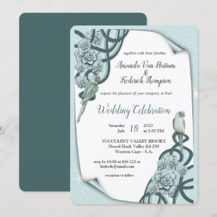 Invitation Menthe bleu pin Vert Succulents