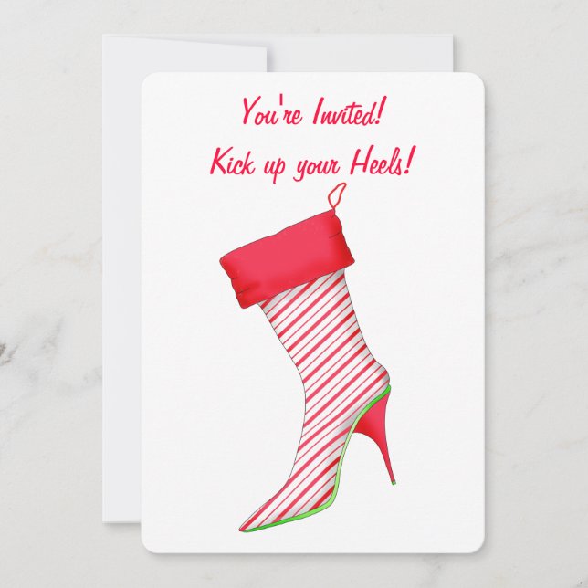 Invitation Menthe poivrée haute talon Stocking Noël Invitatio (Devant)