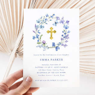 Invitation Mention de couronnes et de croix de saumons bleus 