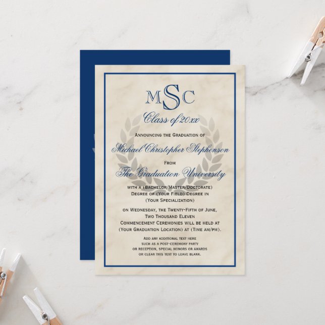 Invitation Mention d'études de l'école supérieure classique M (Devant/Arrière en situation)
