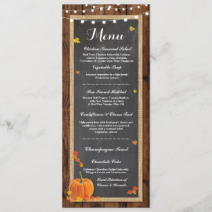 Invitation Menu Accueil Mariage Citrouille Bois rustique Auto