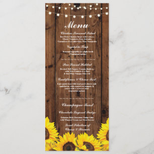 Invitation Menu Accueil Mariage Fleurs de soleil en bois rust