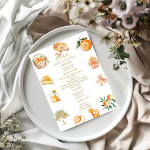 Invitation Menu Baby shower d'été à base d'agrumes jumeaux or