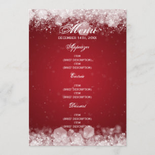 Invitation Menu Baby shower nuit rouge étincelle