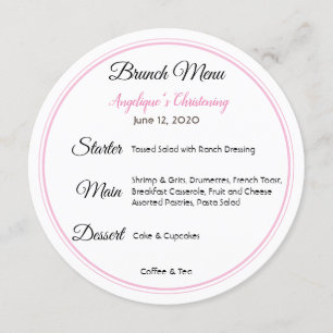 Invitation Menu Brunch Christening Baby