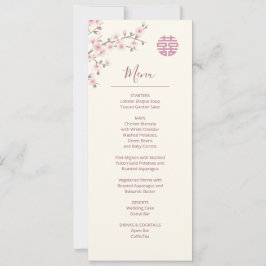 Invitation Menu chinois Mariage Dusty Rose Cherry Blossom